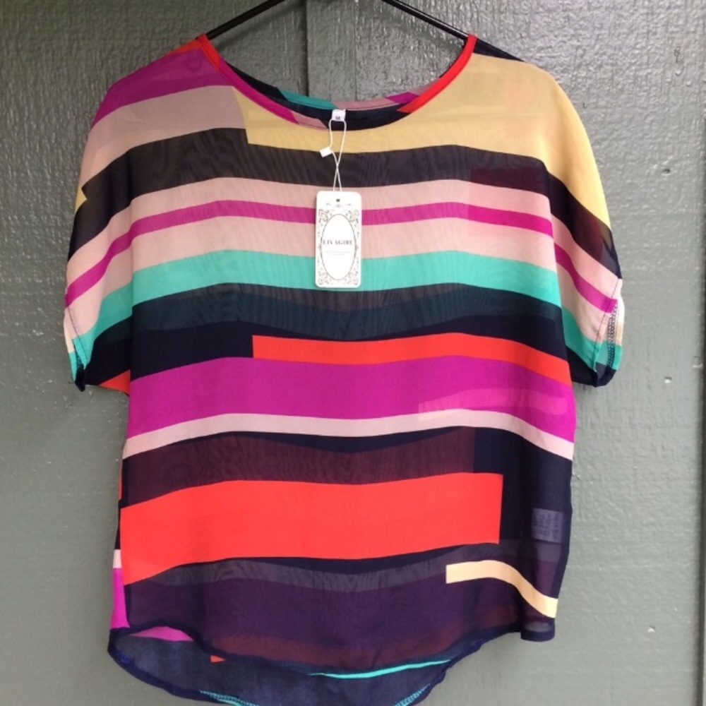 Livagirl Color blocked sheer top